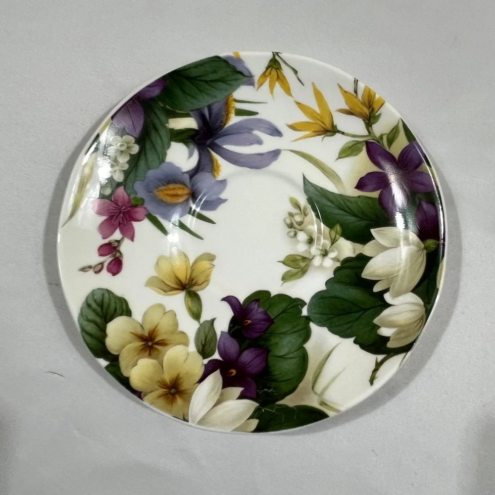 Sadler Tea Cup Saucer Set Multicolor Floral Wellington Bone China